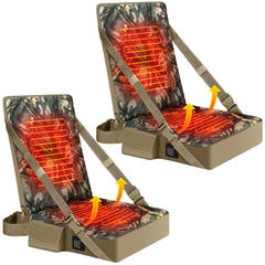 Menkxi front view heated seat and backrest showing camo design and USB port for warmth