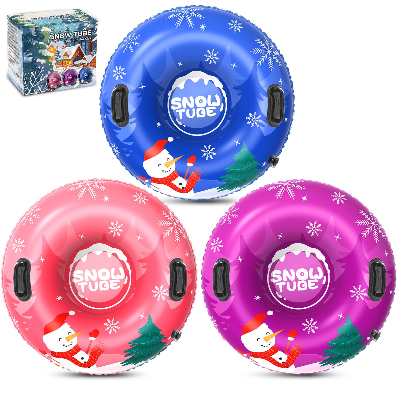 Menmek front view of snowman tube set shows festive design and durability