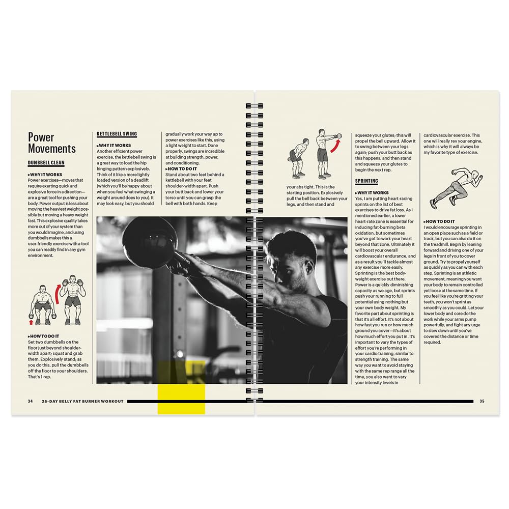 Men's Health planner beside dumbbells to show scalable home equipment and intensity
