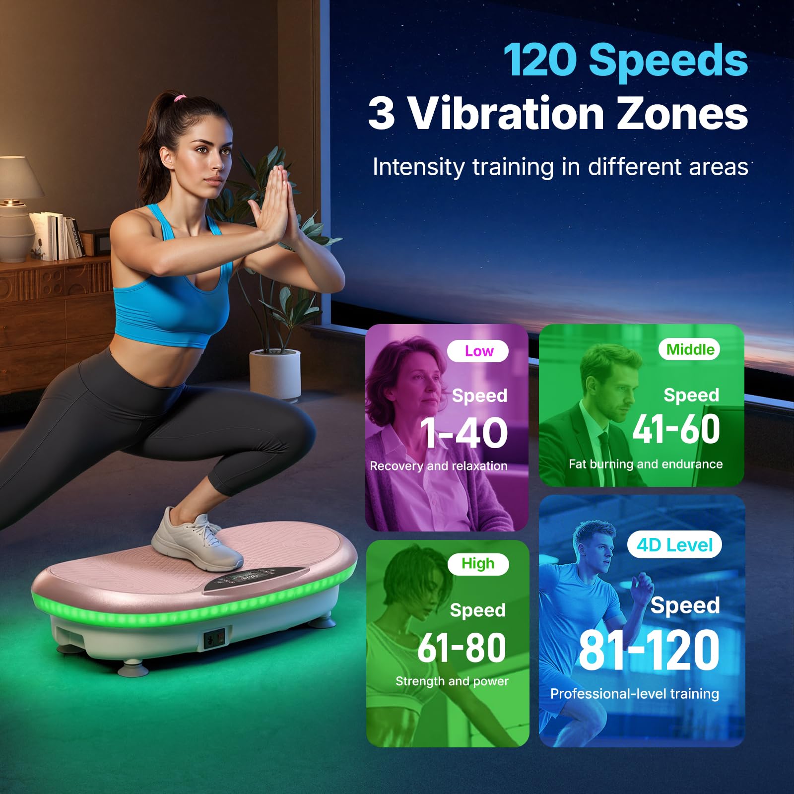 MERACH CV55 built-in speakers and ambient lights, creates motivating workout atmosphere