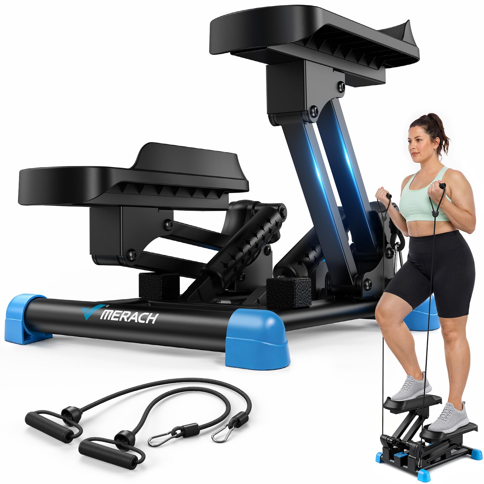 MERACH front view of stepper showing compact design and portability benefit