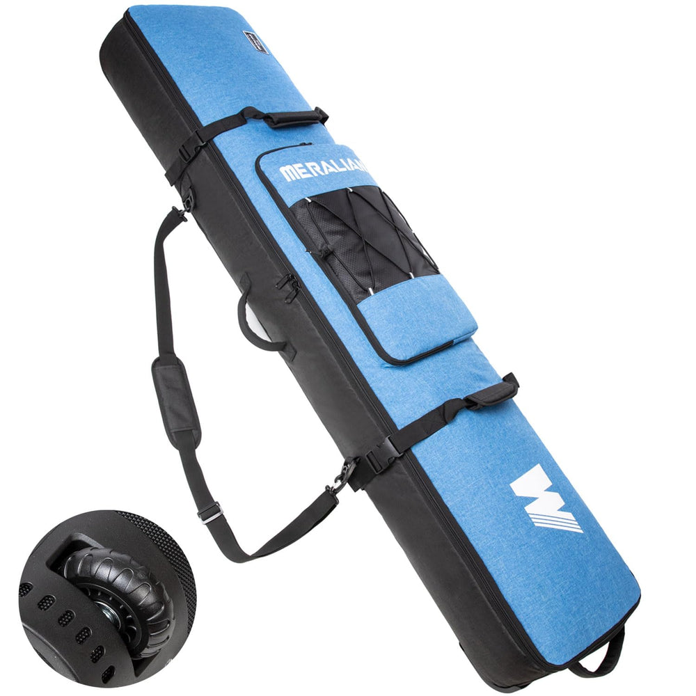 MERALIAN front view packed snowboard bag showing secure closure and travel-ready protection
