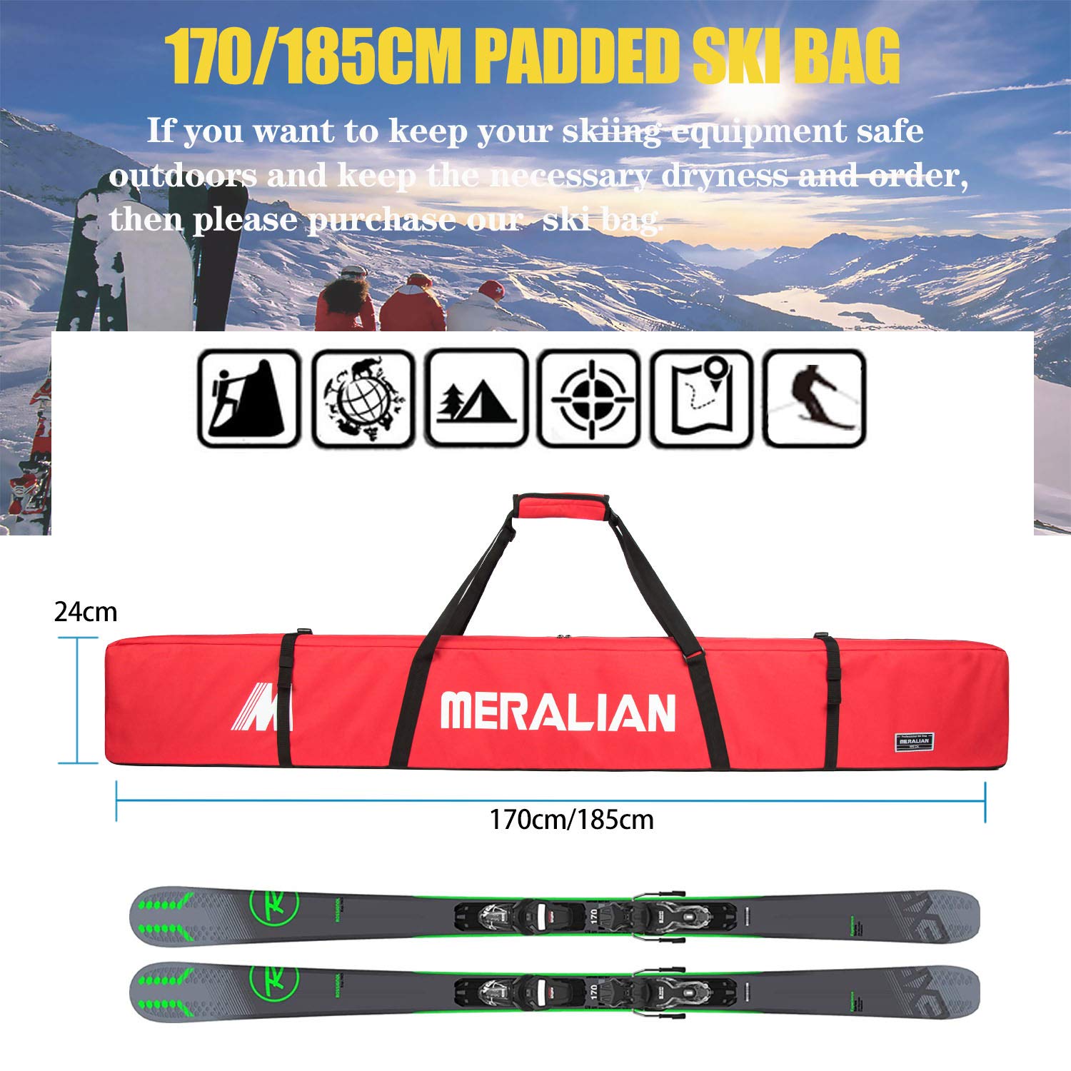MERALIAN padded shoulder strap and handle for comfortable transport
