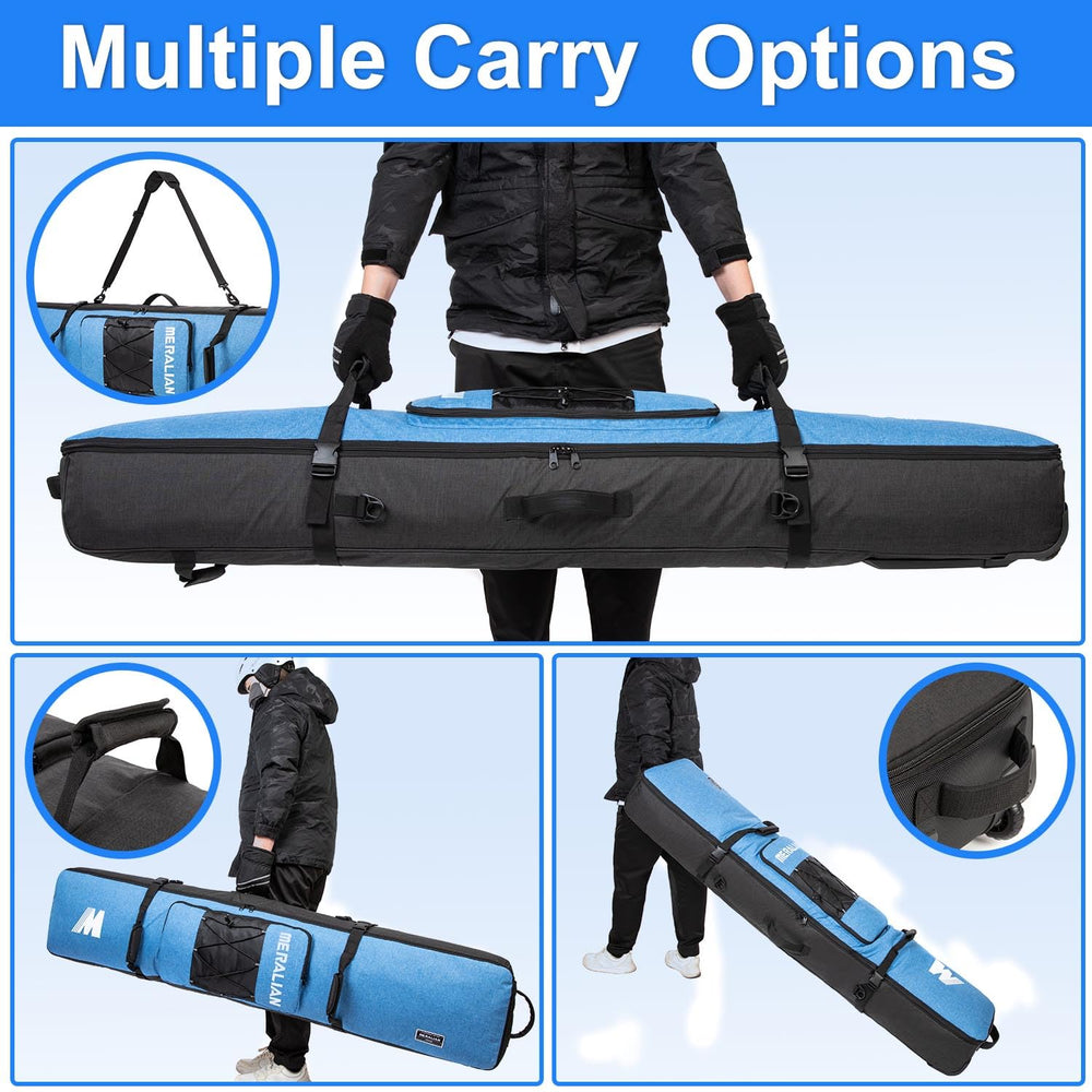 MERALIAN bag with snowboard inside comparing size to show fit for up to 170 cm