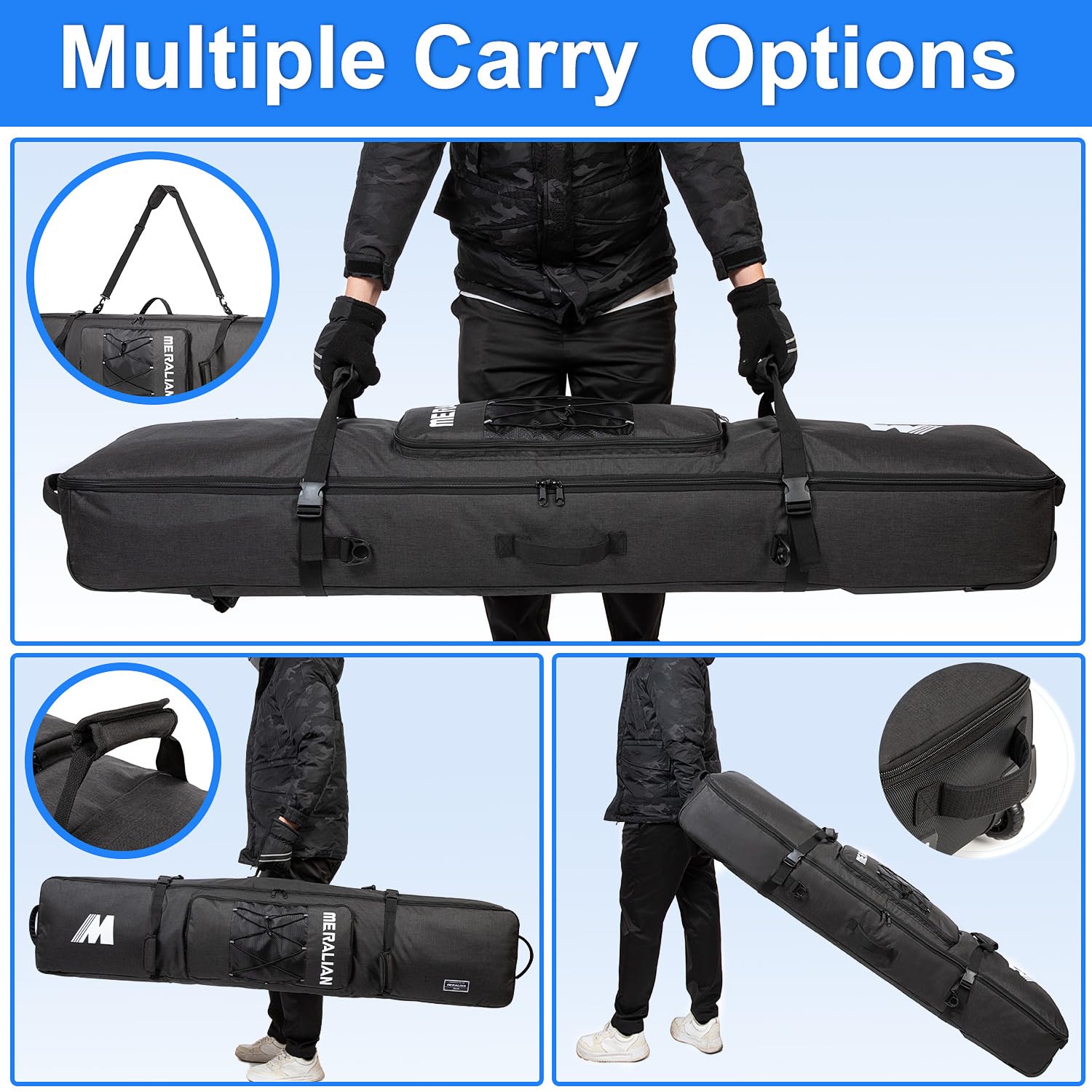 MERALIAN two size options beside snowboards for accurate fit