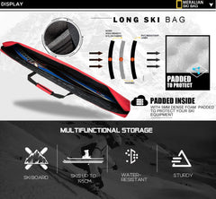 MERALIAN bag with skis inserted showing secure fit and organized carry