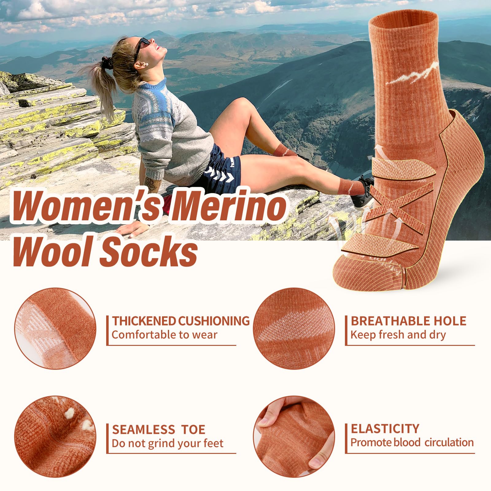 Merino Protect socks inside hiking boot demonstrating secure fit and warmth