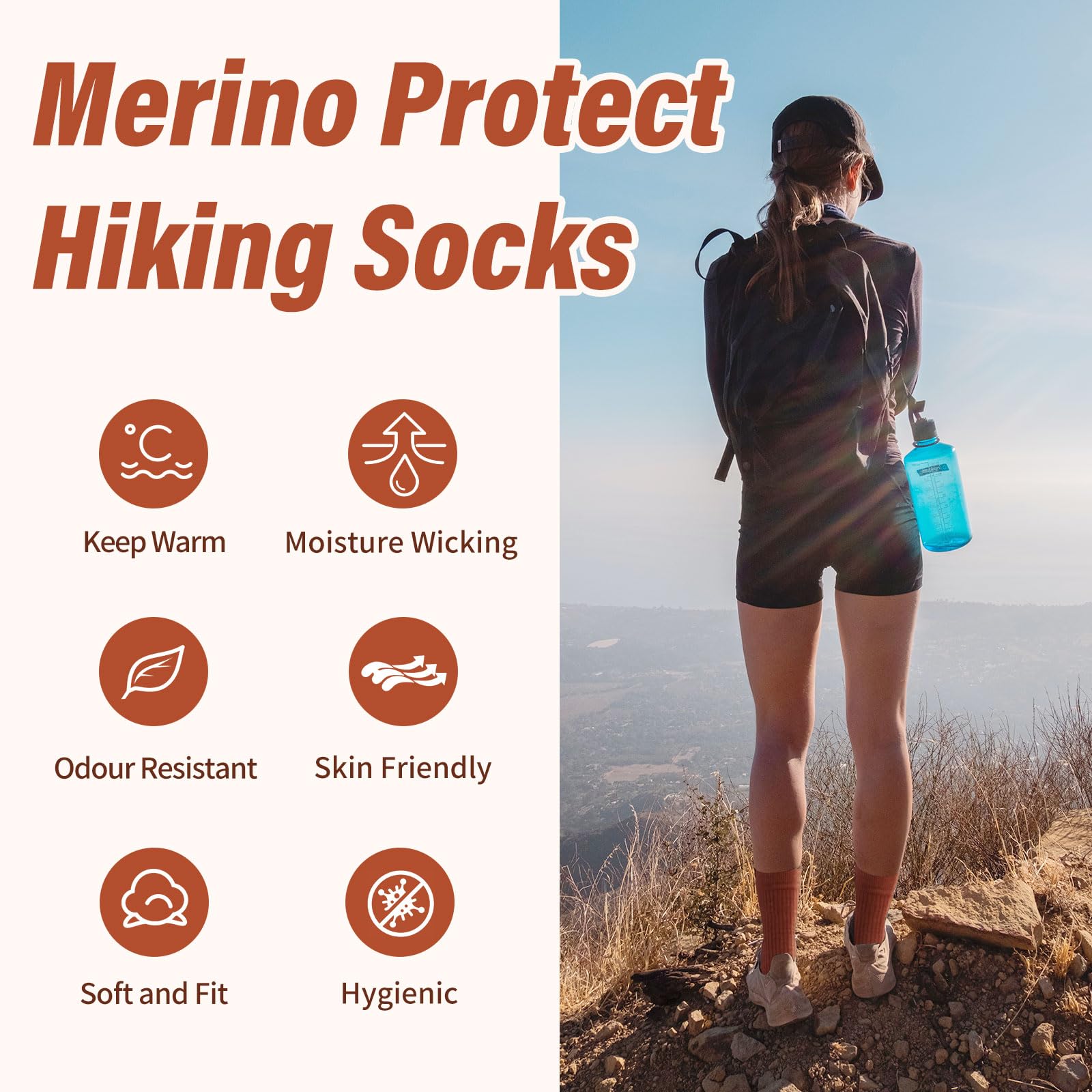Merino Protect seamless toe detail for reduced friction and blister prevention