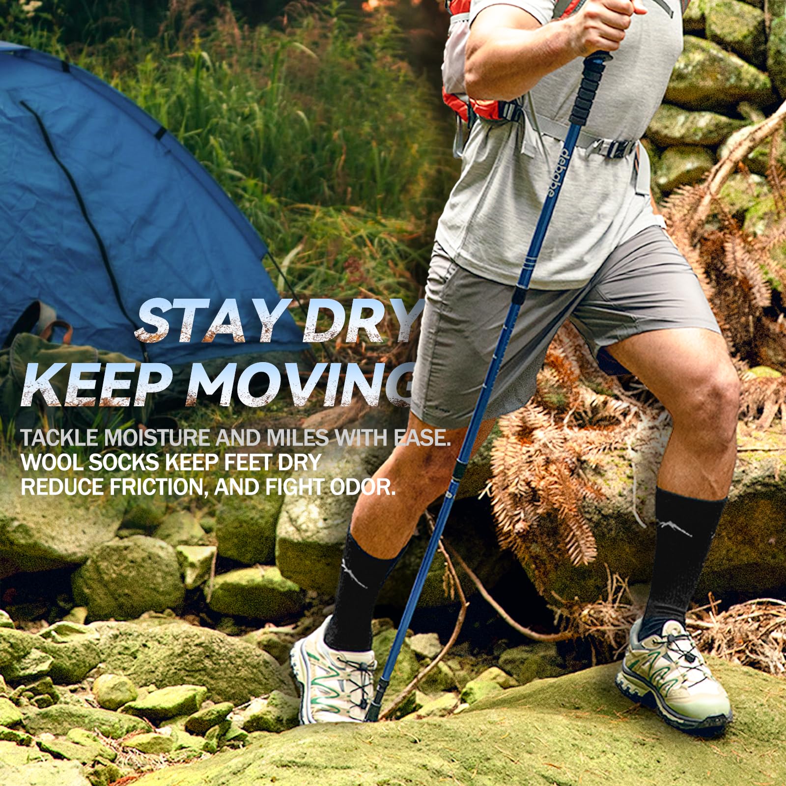 Merino Protect socks inside a hiking boot demonstrating secure fit