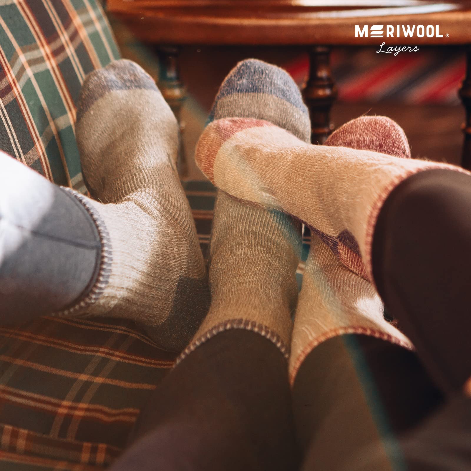 MERIWOOL socks next to ruler showing large size fit and scale