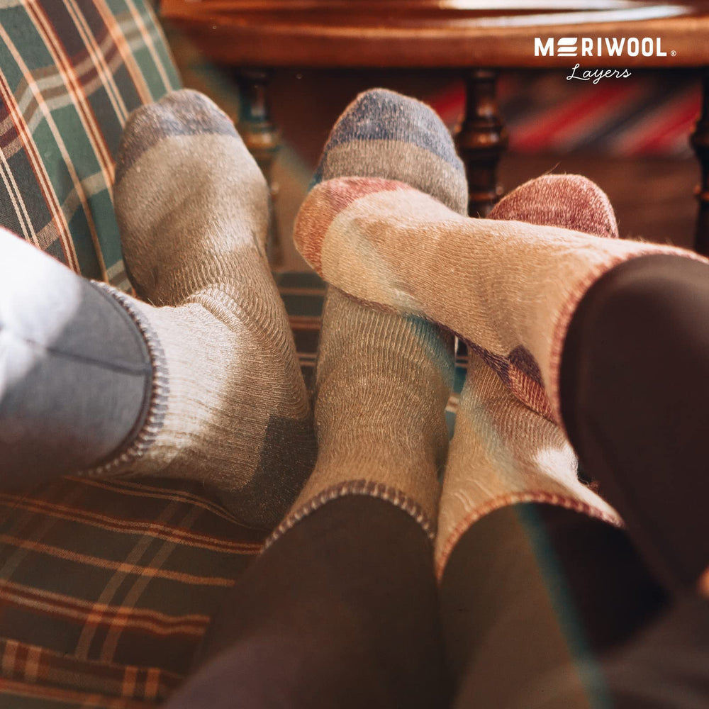 MERIWOOL socks next to ruler showing large size fit and scale