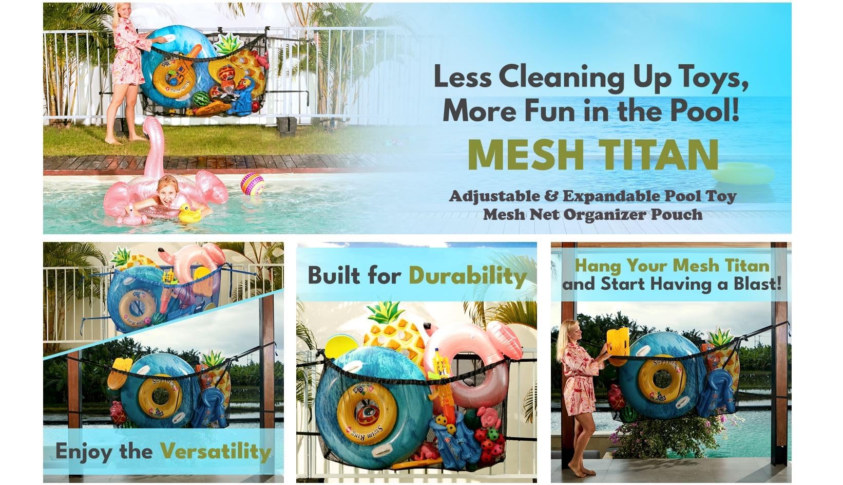 MESH TITAN in backyard lifestyle scene showing clutter-free deck benefit