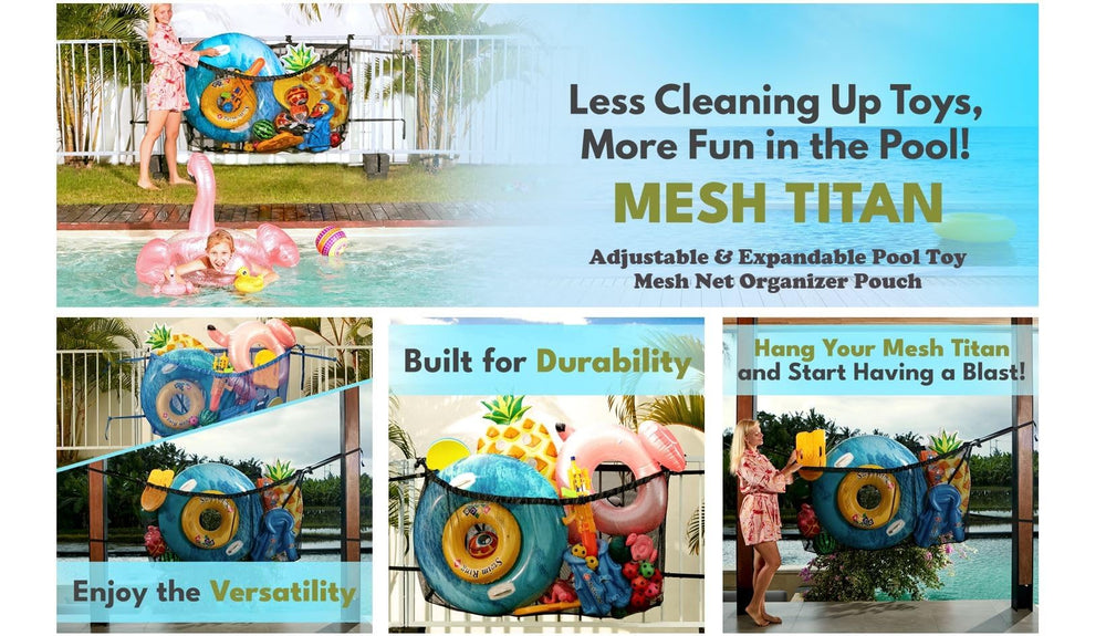 MESH TITAN in backyard lifestyle scene showing clutter-free deck benefit