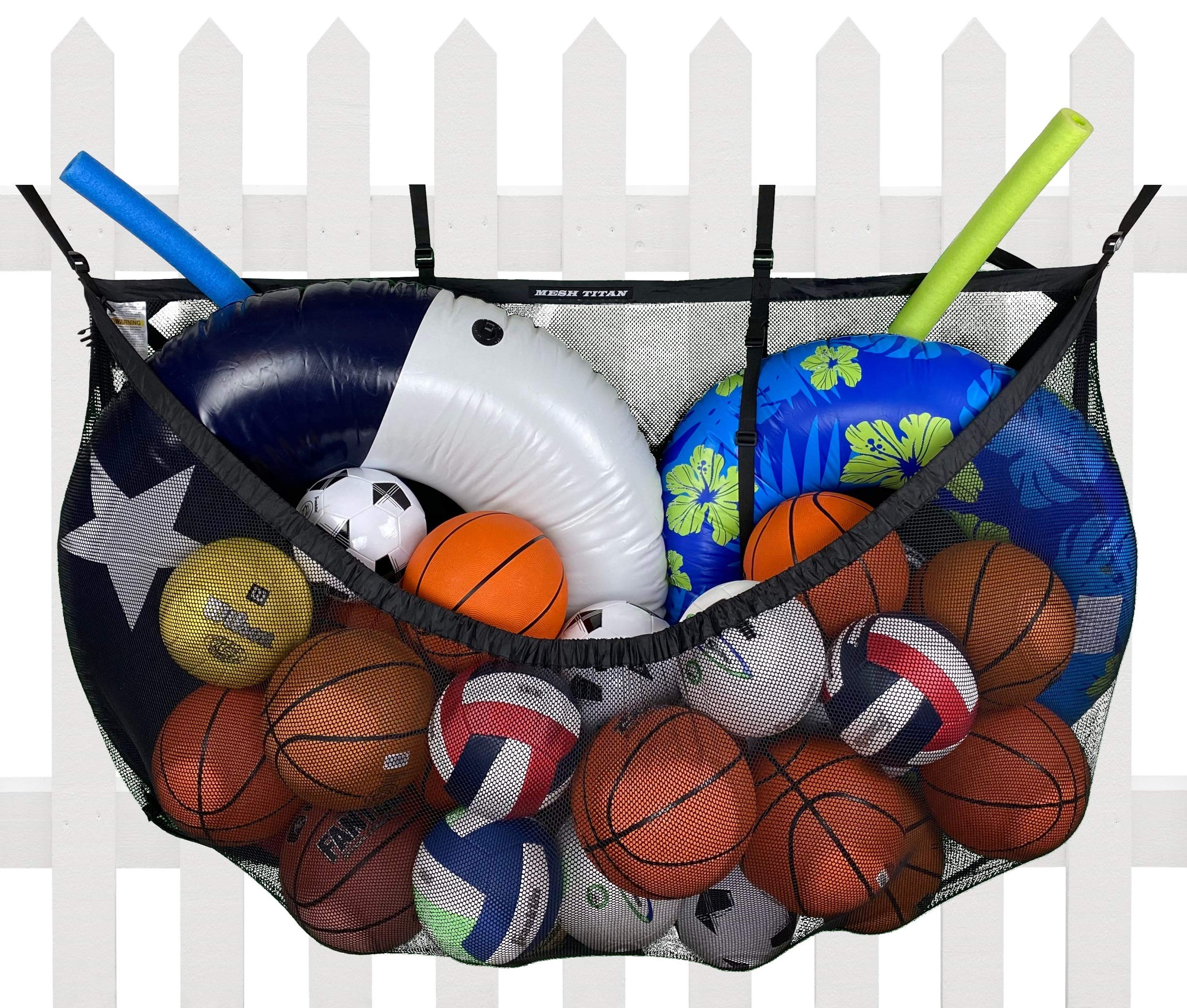 MESH TITAN front view hanging storage bag showing size and capacity benefit