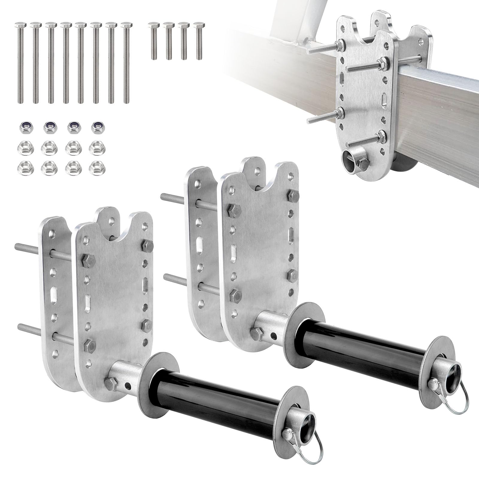 metlead front view of bracket kit showing durable aluminum plates and hardware benefit mobility