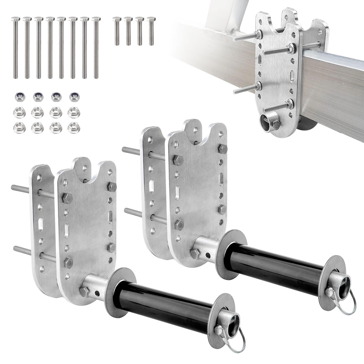 metlead front view of bracket kit showing durable aluminum plates and hardware benefit mobility