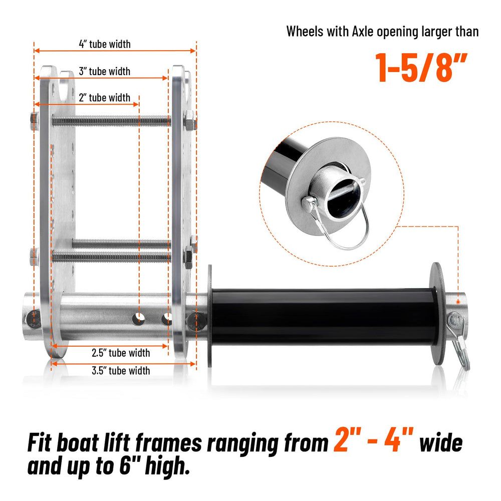 metlead laid-out mounting hardware with axles and pins for straightforward installation