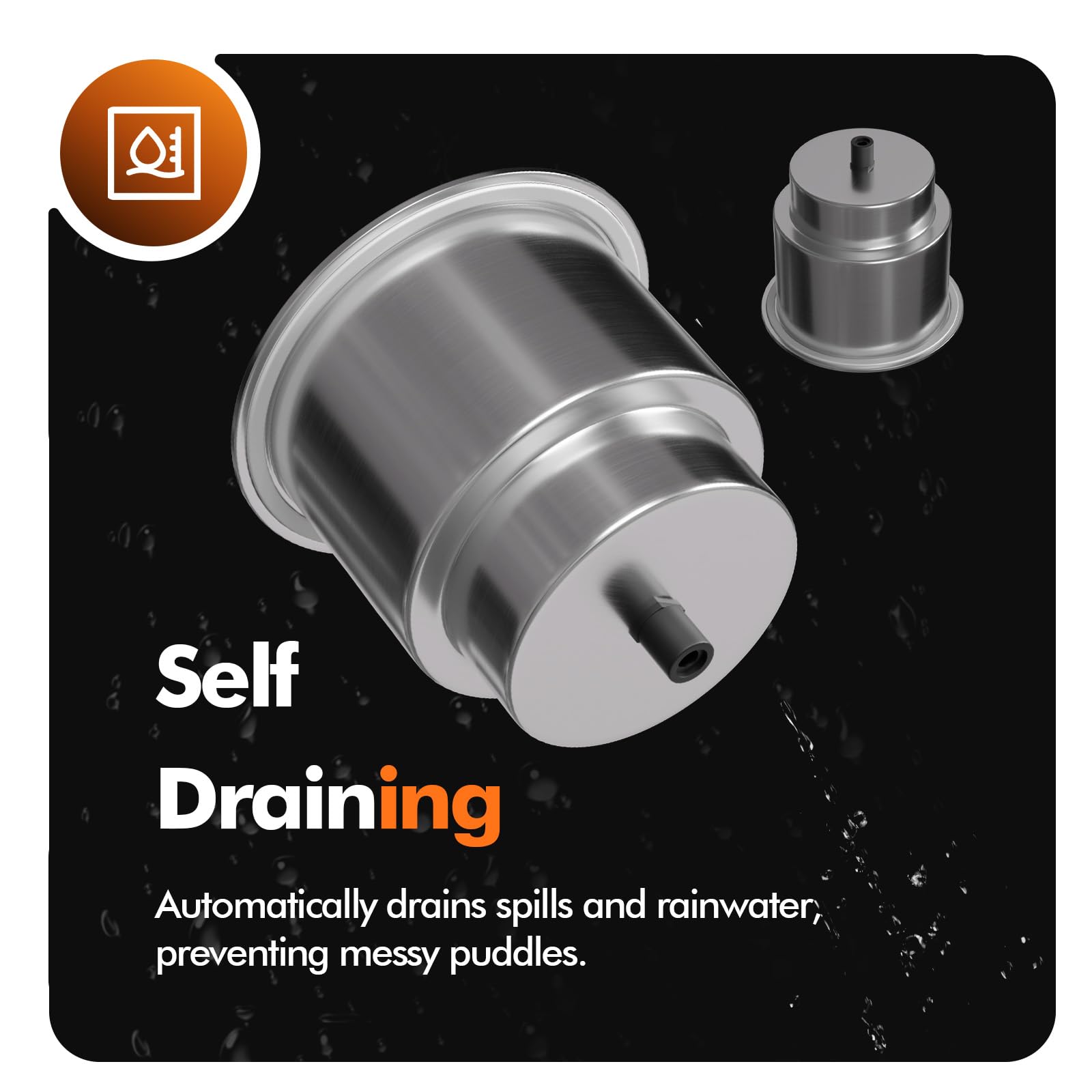 METRAXION detail of recessed self-draining channel showing water evacuation and cleaner holder benefit