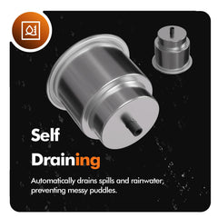 METRAXION detail of recessed self-draining channel showing water evacuation and cleaner holder benefit