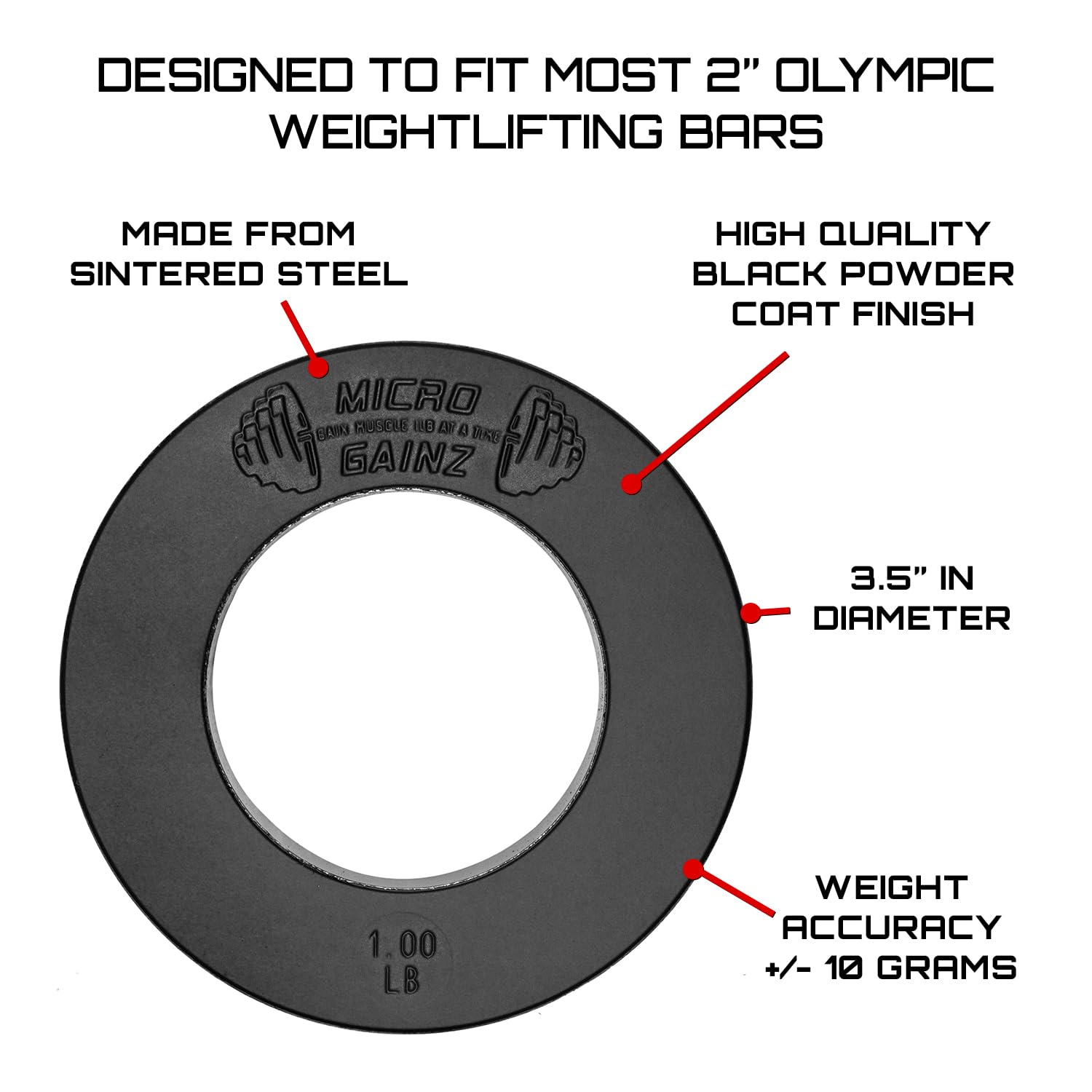 Micro Gainz plates loaded on a 2-inch Olympic bar for precise incremental weight increases during training
