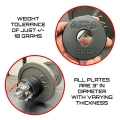 Micro Gainz plates installed on 1" barbell showing compatibility and balanced lifting benefit