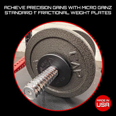 Micro Gainz plate on scale indicating calibration tolerance for precise progressive loading