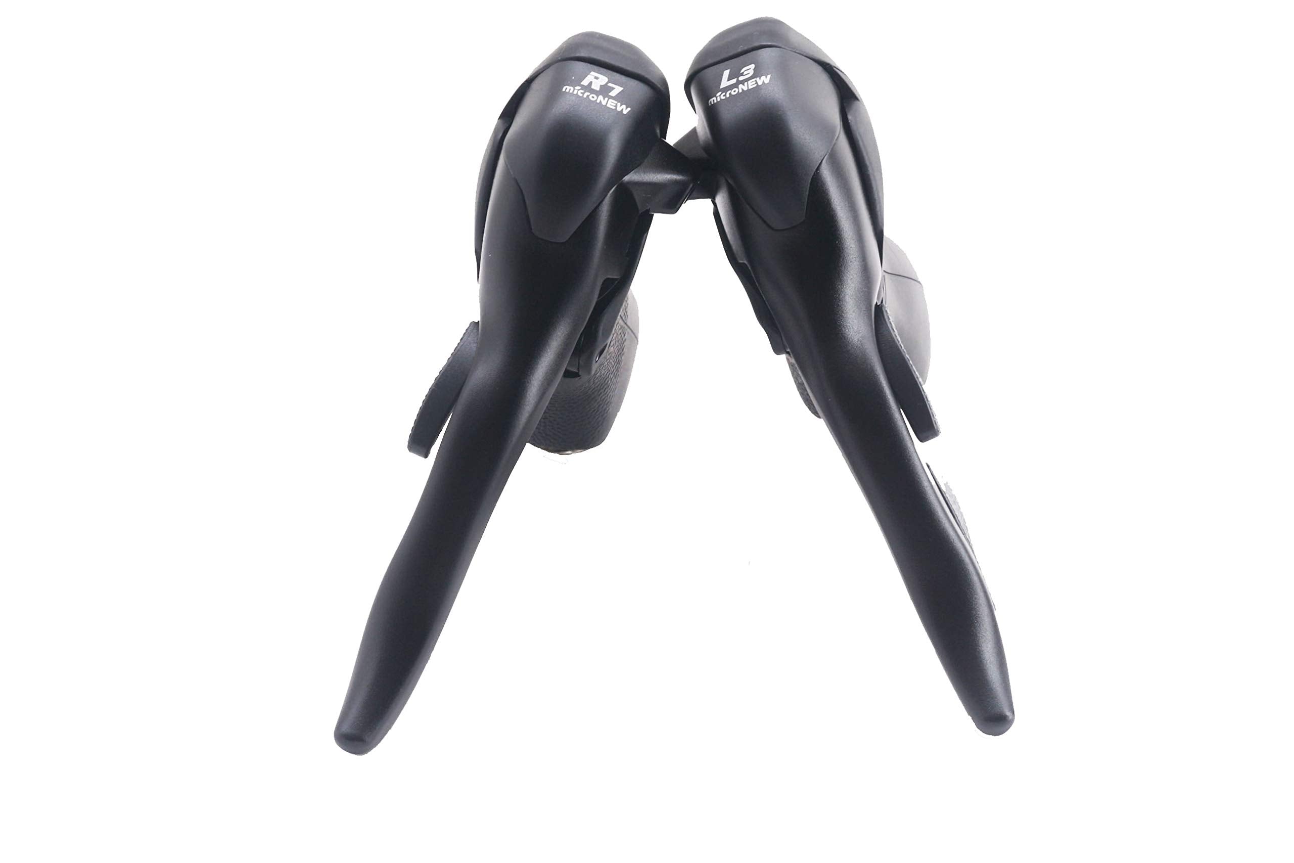 Micronew front view of STI levers showing ergonomic shape and reliable braking