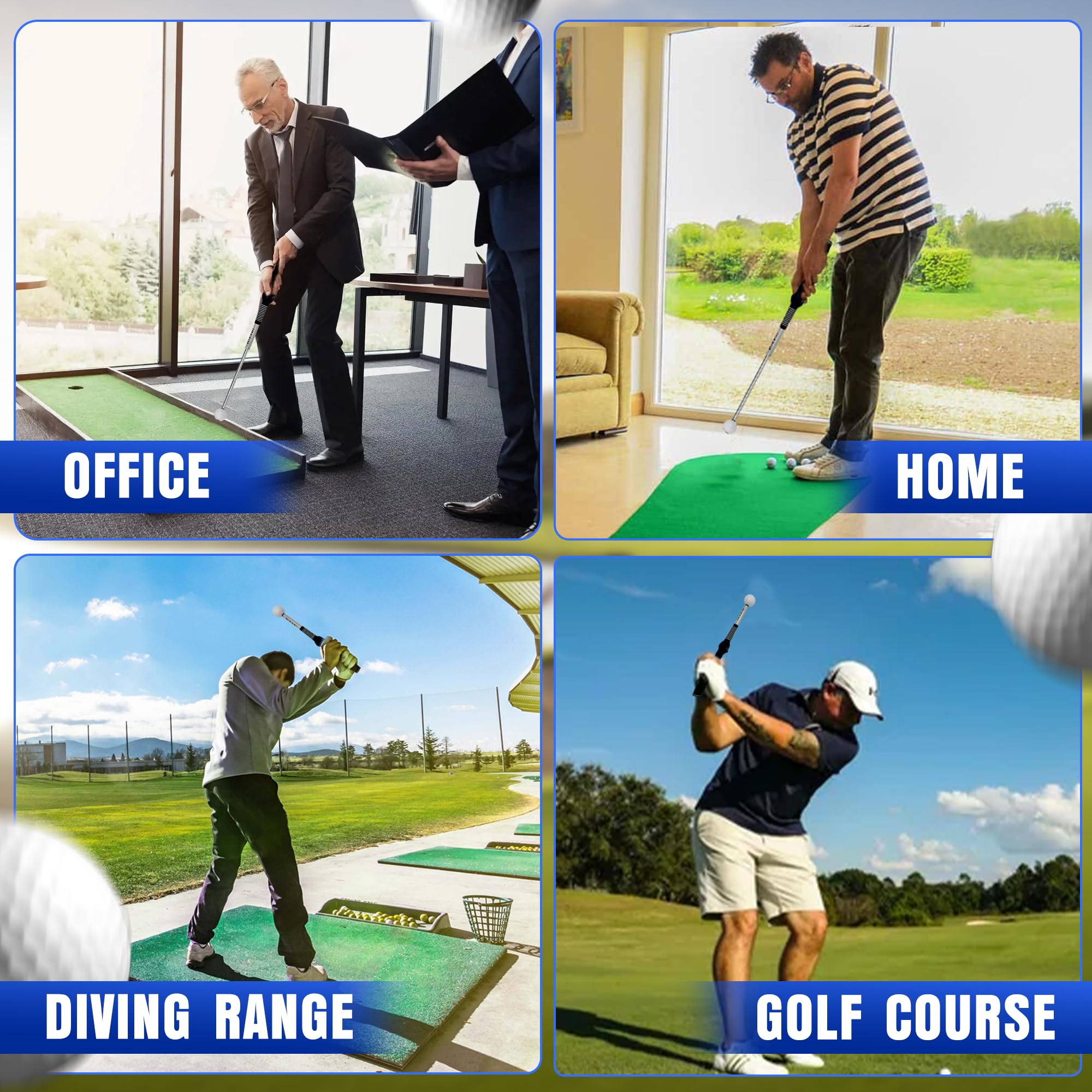 Mikani lifestyle range practice showing golfer using kit to train rhythm