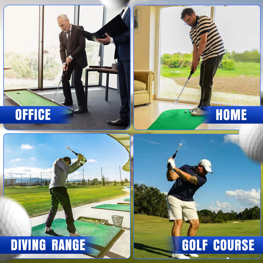 Mikani lifestyle range practice showing golfer using kit to train rhythm