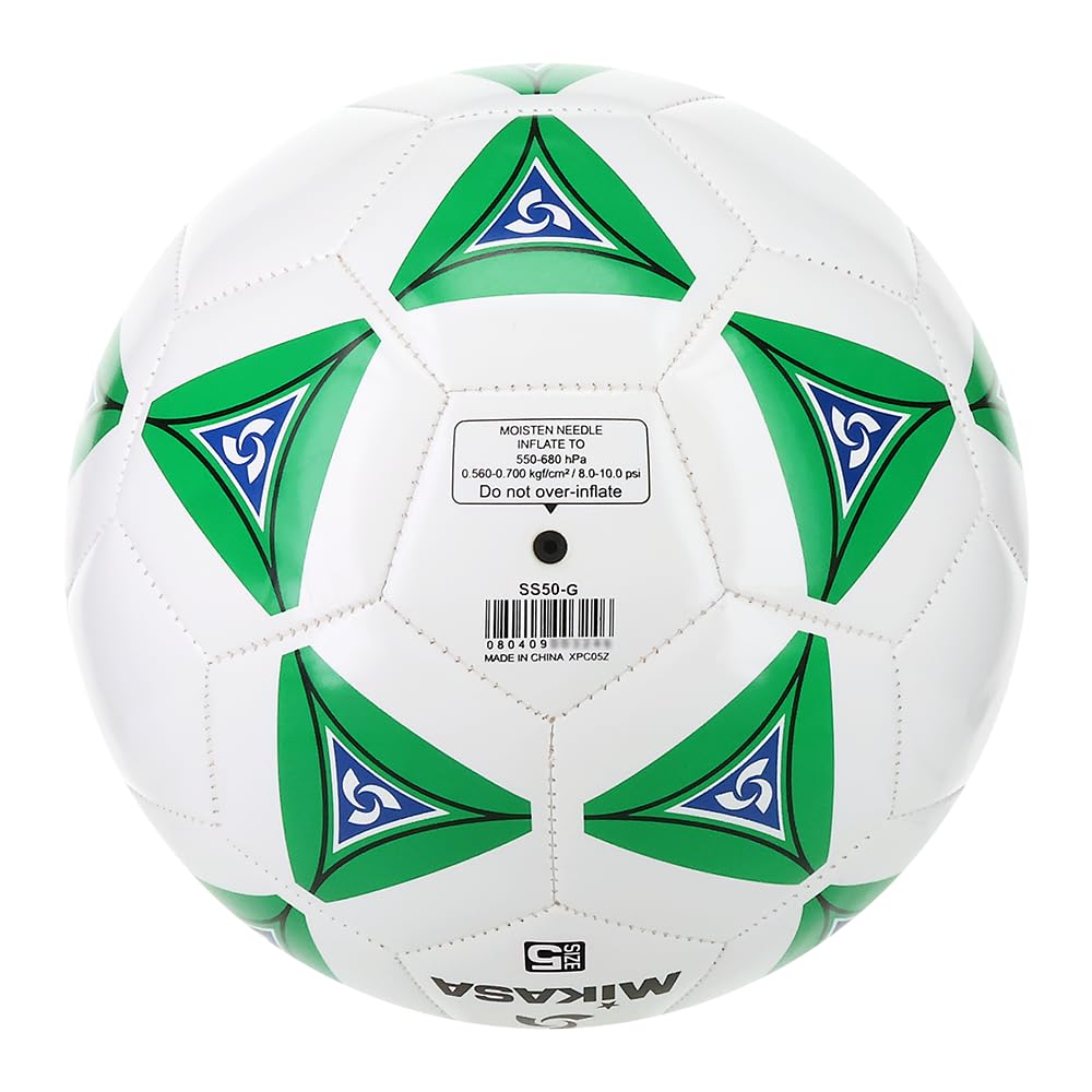 Mikasa serious soccer ball on grass field lifestyle scene showing ready-for-game performance