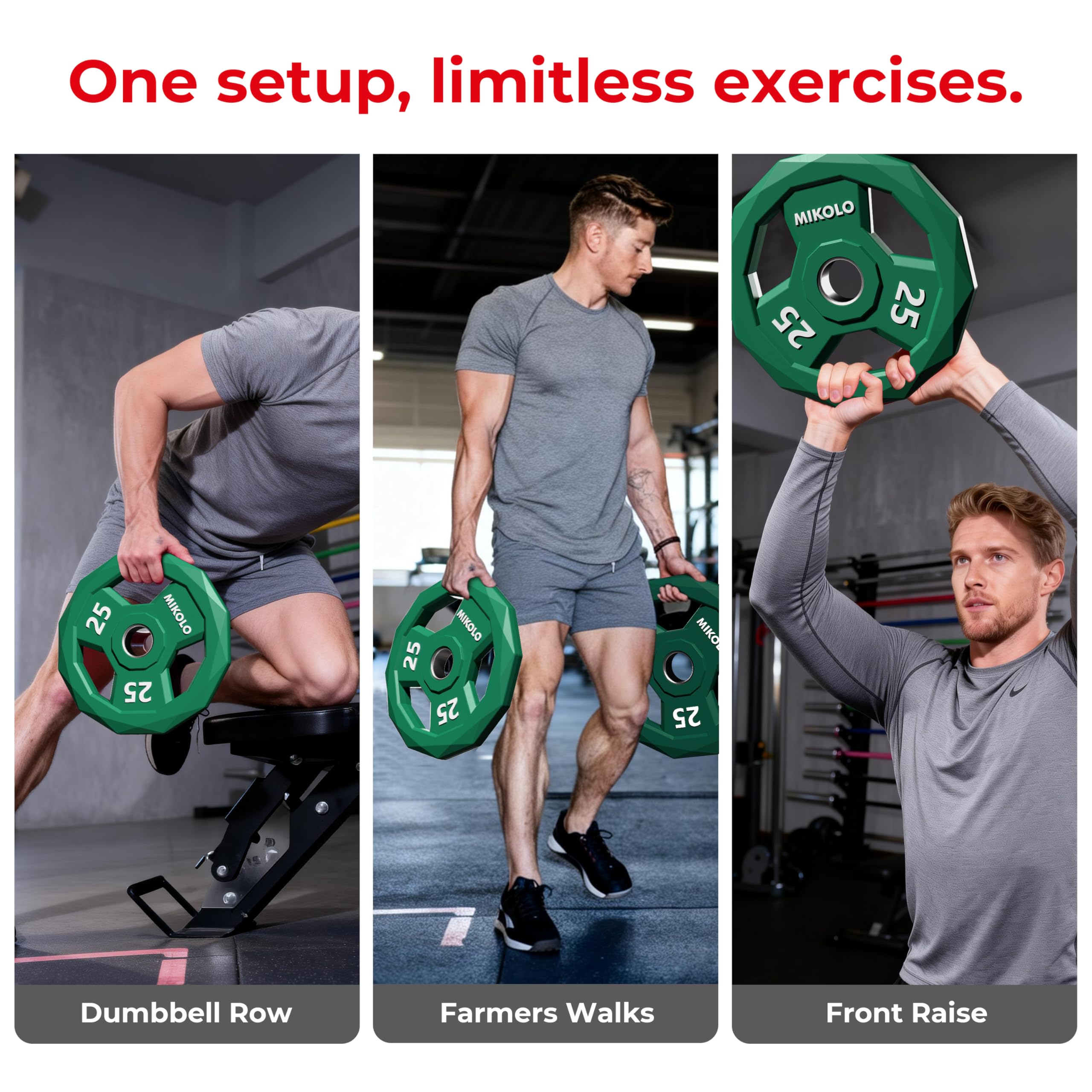 Mikolo athlete performing farmer walk with plates for functional conditioning benefit