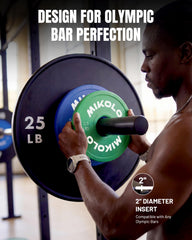 Mikolo plates next to a dumbbell showing scale and compact fractional sizes