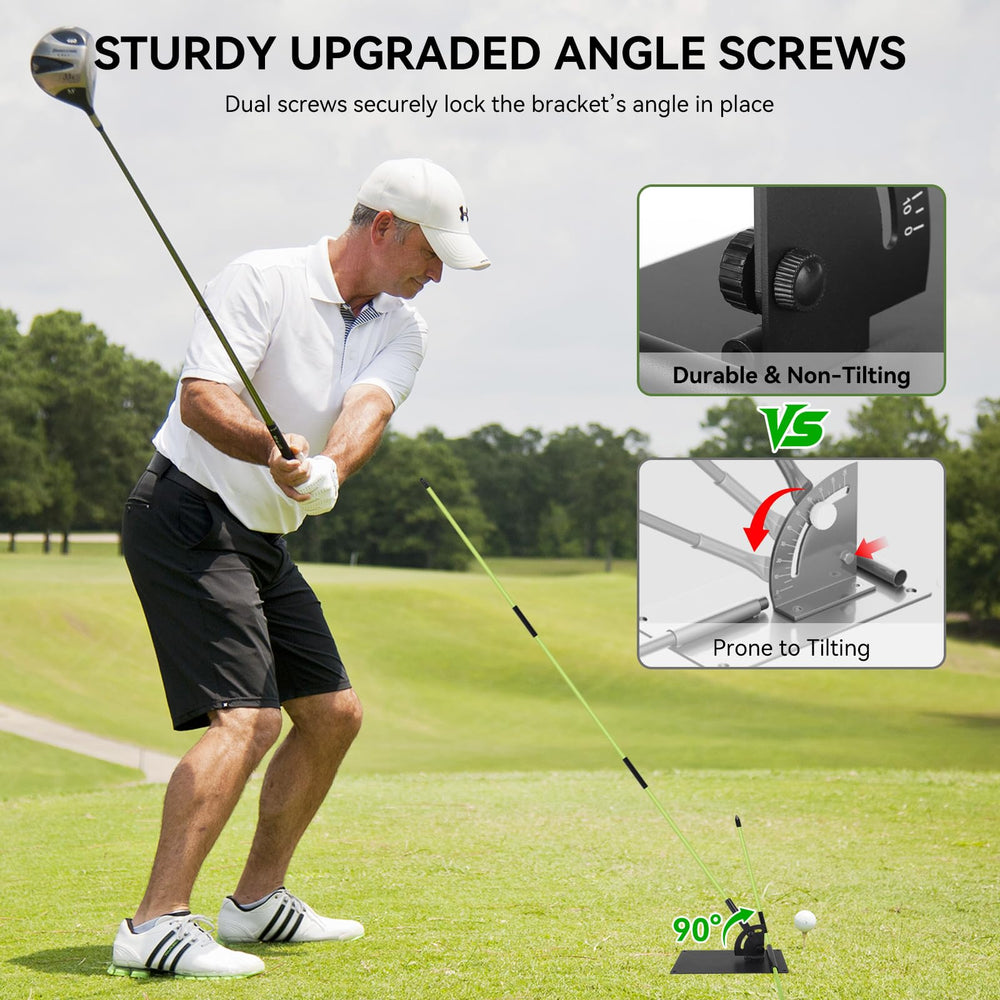 MIKOSI alignment sticks in use on driving range demonstrating improved swing feedback benefit