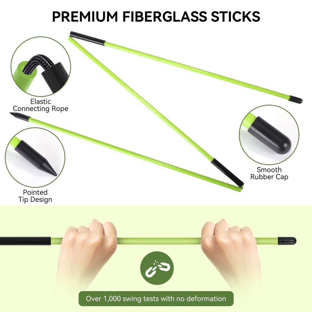MIKOSI rods fully extended to 48 inches illustrating full-length reference for swing benefit
