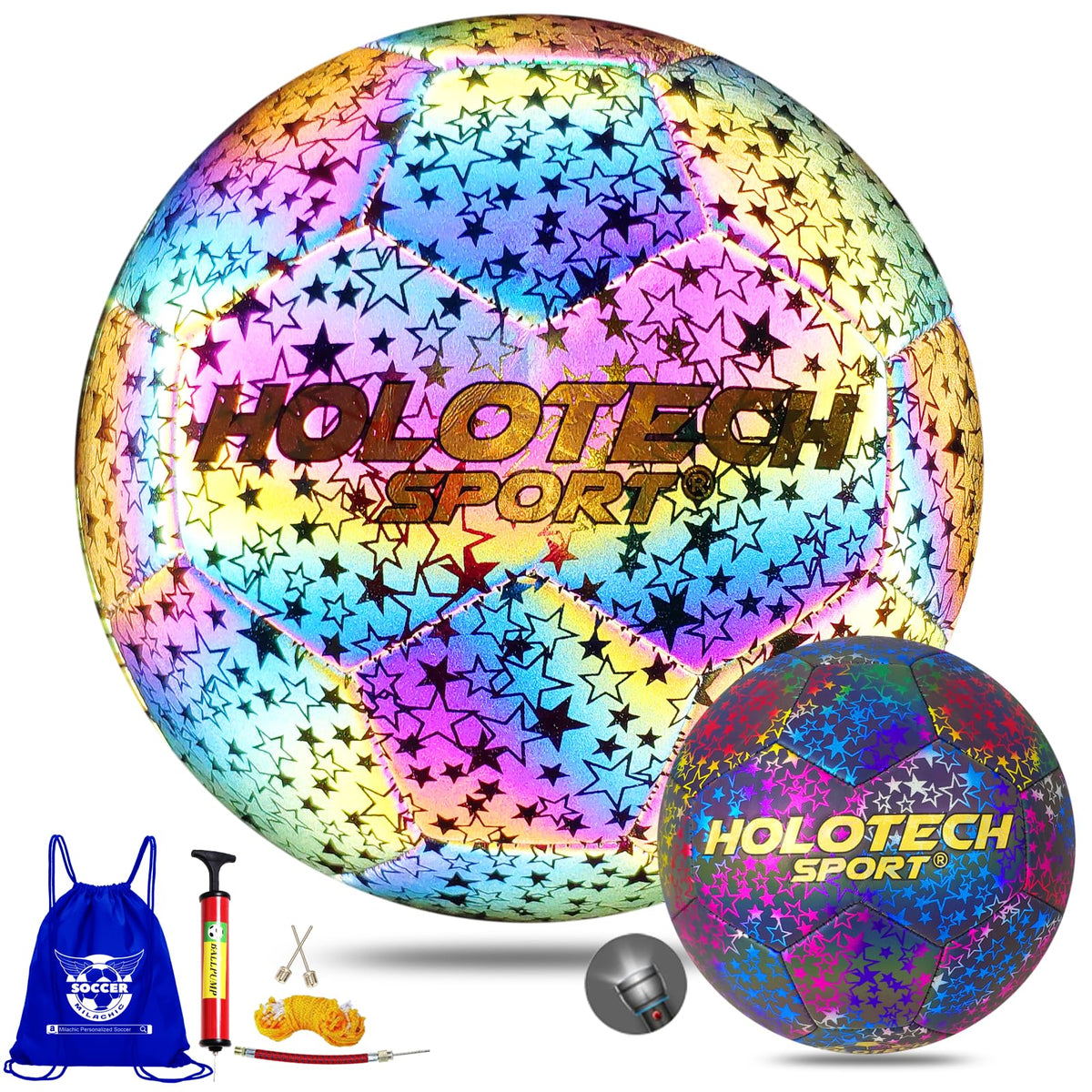 MILACHIC front view showing holographic size 5 ball, clear visibility benefit