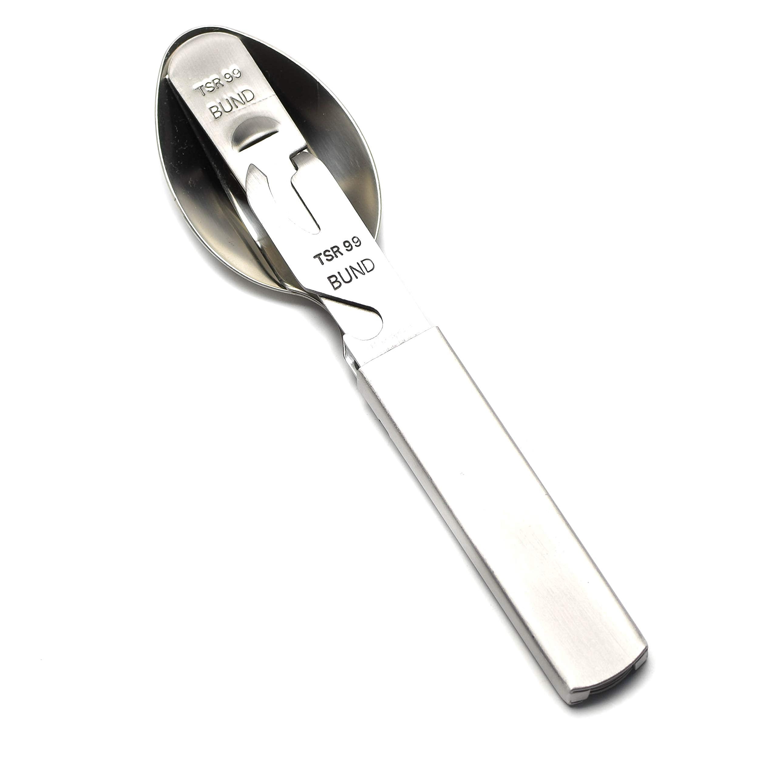 Militar cutlery close-up of interlock connection demonstrating secure compact carry
