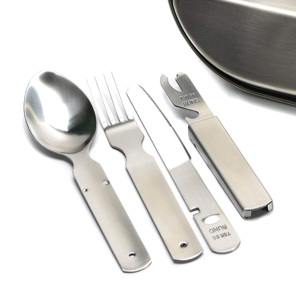 Militar cutlery knife edge closeup highlighting sharp stainless steel durability