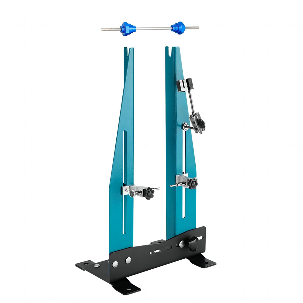 Mimoke truing stand front view showing frame and caliper for stable truing