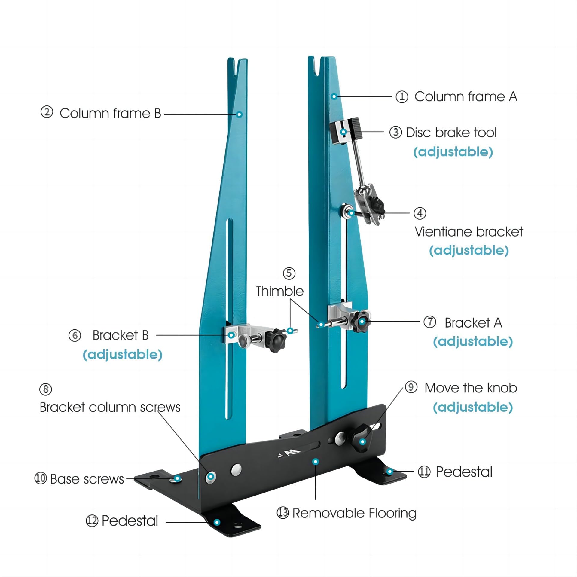 Mimoke adjustable width detail showing slide mechanism and measurement range