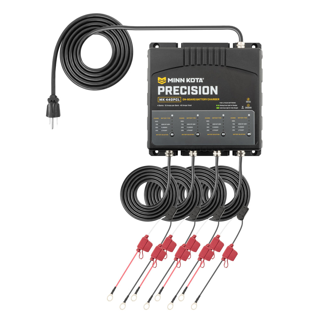 Minn Kota MK-440PCL LED indicators displaying charge stages and error alerts
