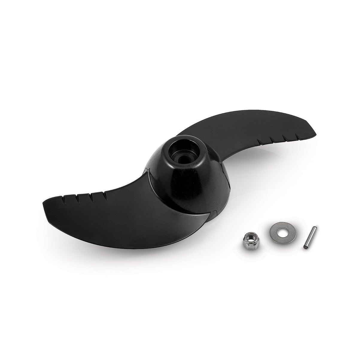 Minn Kota MKP-40 front view showing blade shape and fit, improves thrust