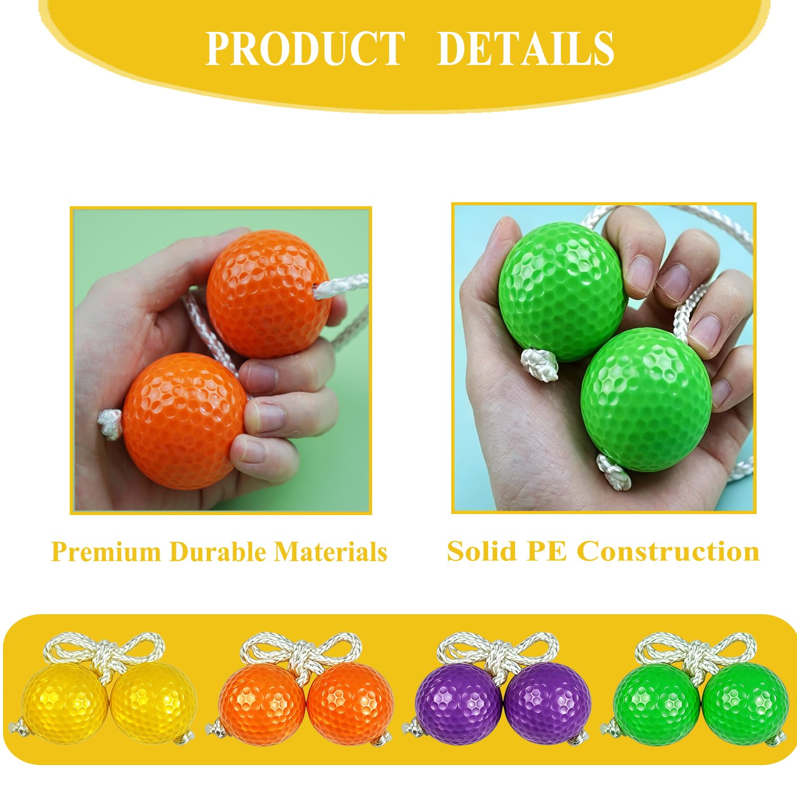 Miokun ladder balls in use on lawn showing clear visibility and consistent tosses