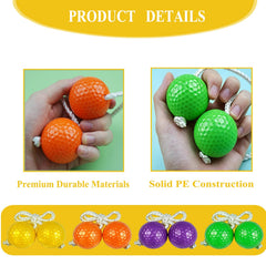Miokun ladder balls in use on lawn showing clear visibility and consistent tosses