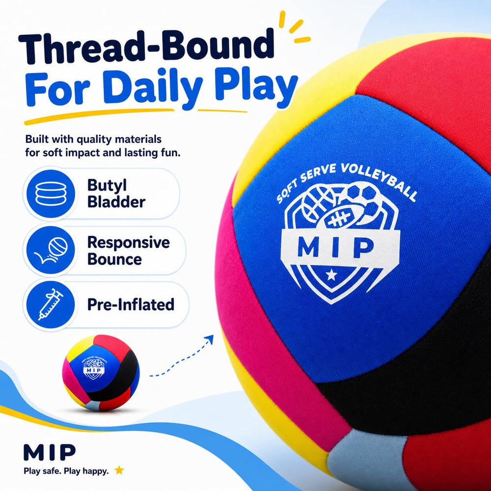 MIP ball with net demonstrating indoor training and family play benefit