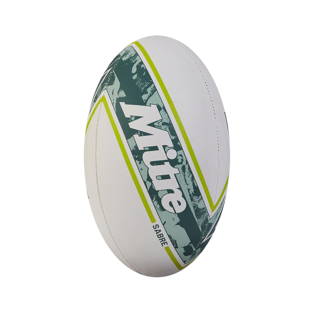 Mitre Sabre front view showing logo and full-weight profile for practice