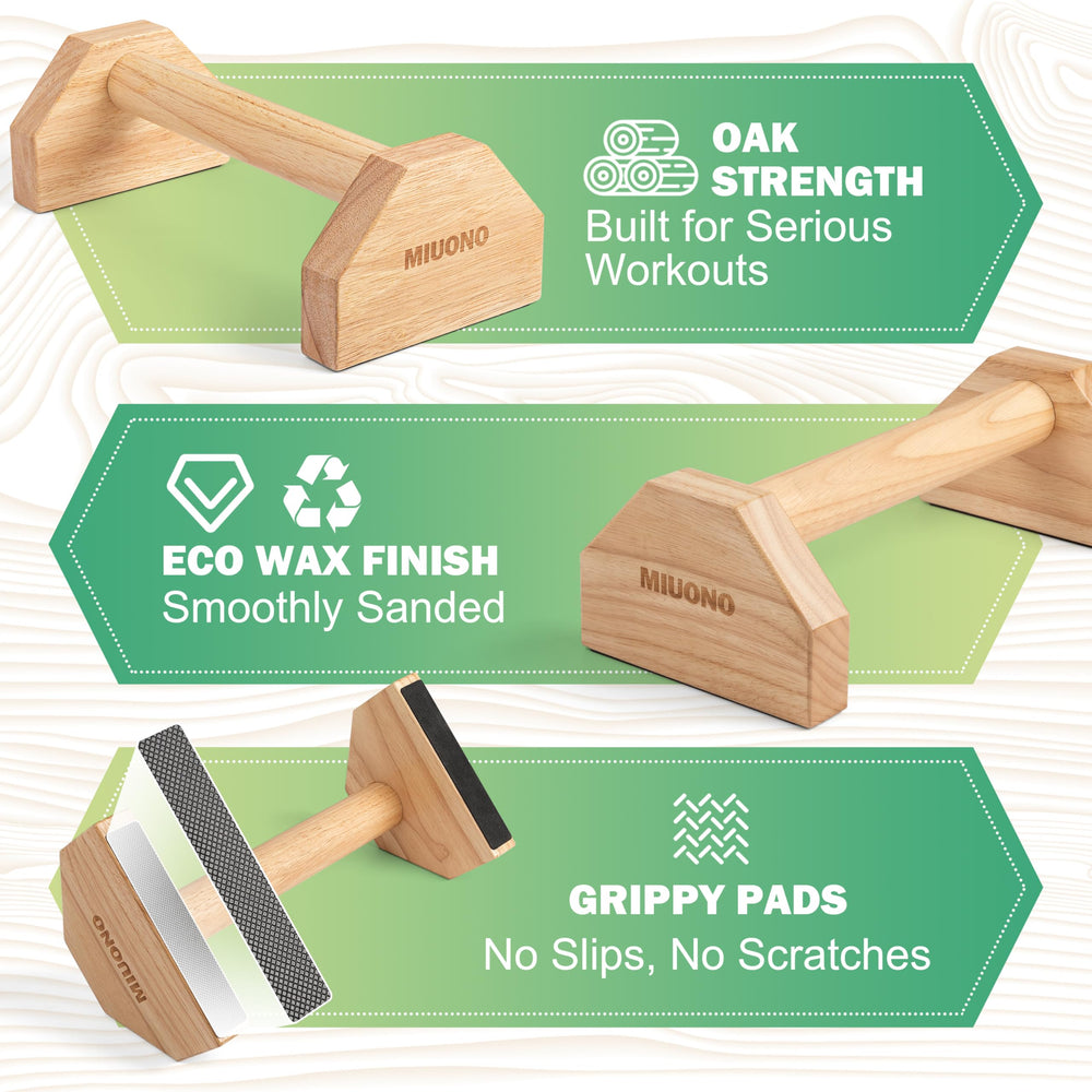 MIUONO closeup of oak wood grain handle offering warm non-slip grip