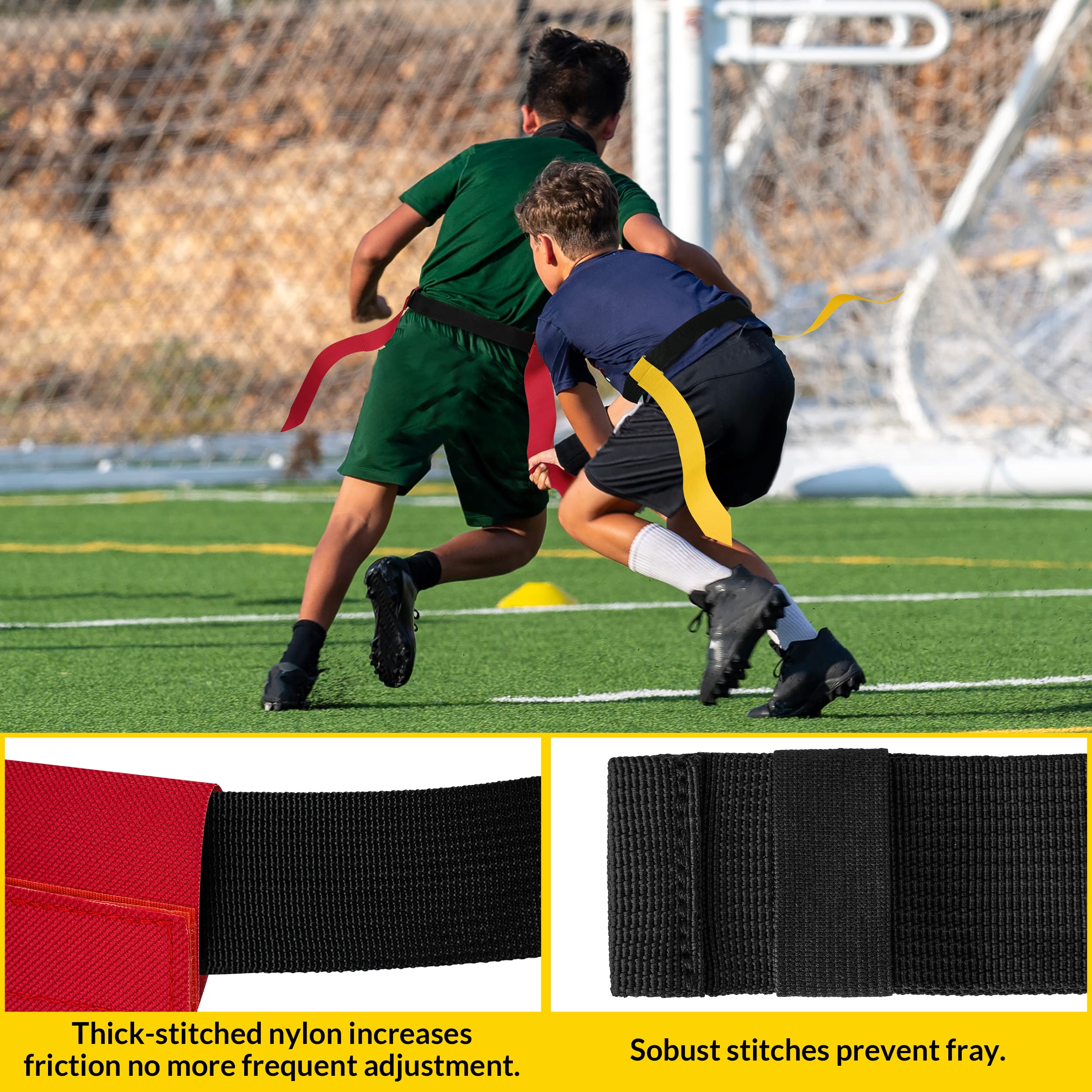 MIUONO red and yellow belts contrasted for easy team identification on field