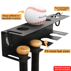 MIUONO lifestyle image of rack installed in dugout keeping gear tidy