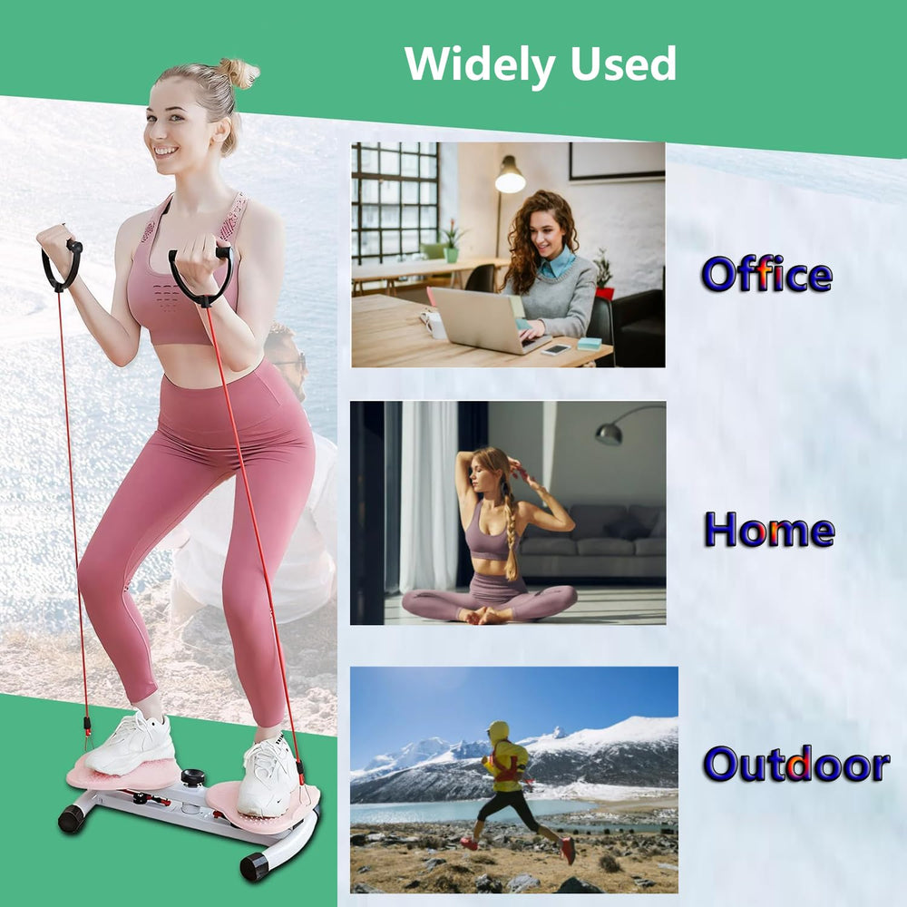 MIUPWULA lifestyle shot of user twisting at home showing quiet, discreet workout