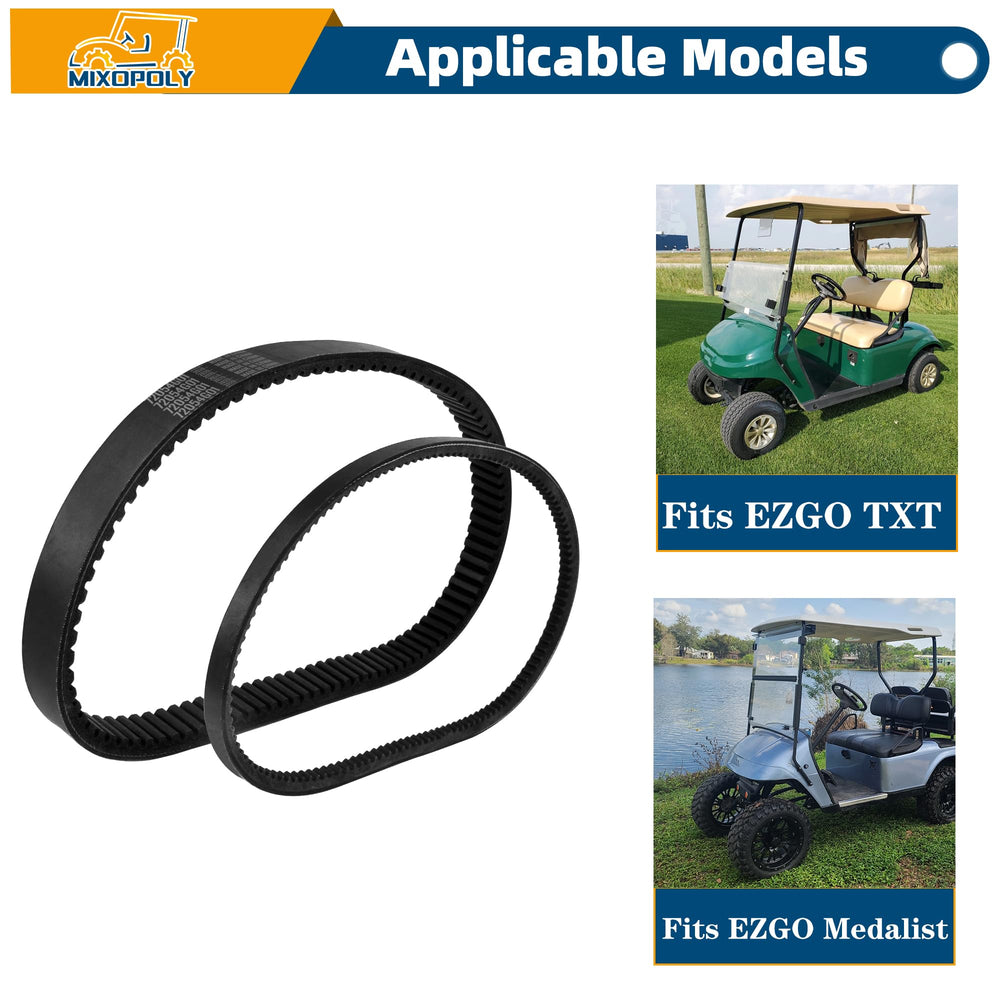 Mixopoly belts fitted on golf cart at course for dependable performance